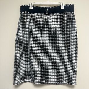 Cato black white houndstooth pencil skirt with‎ velor attached belt lined 16
